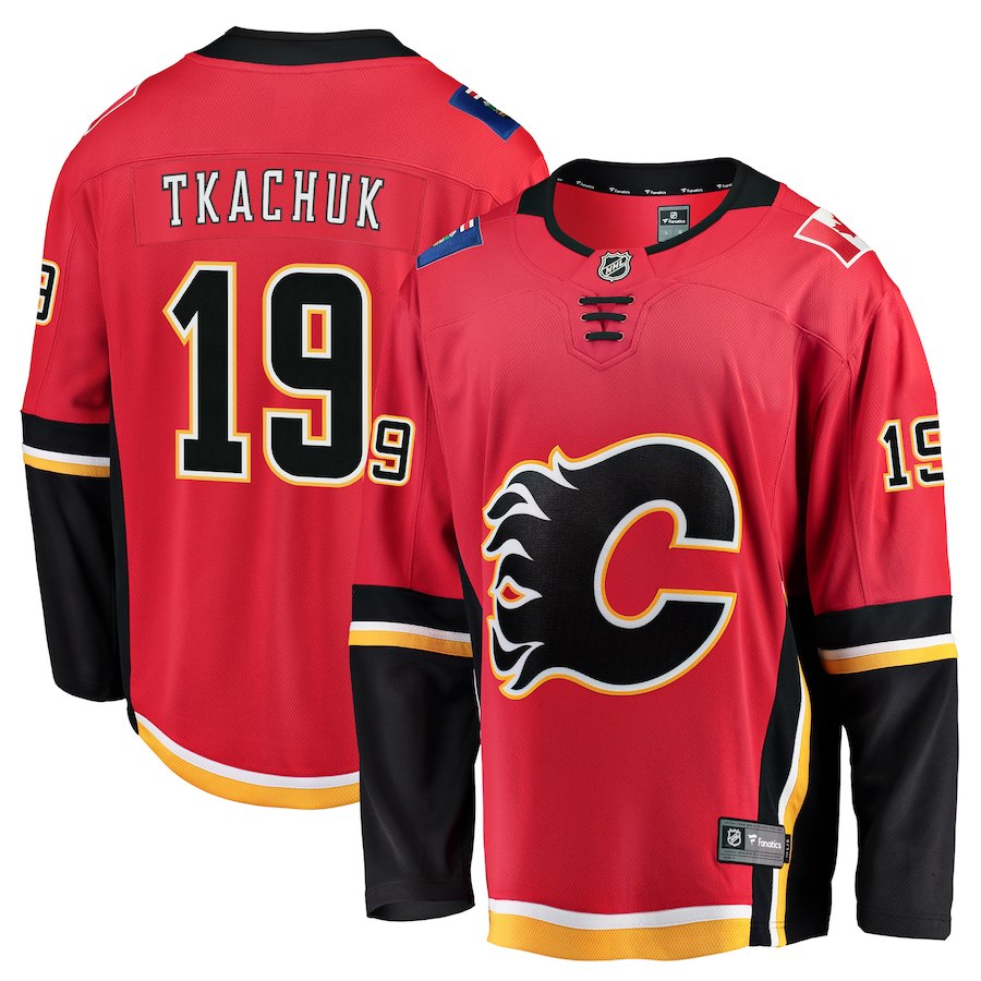 NHL Men Calgary Flames #19  Matthew Tkachuk Red Breakaway Player Jersey